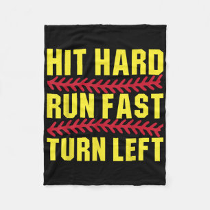 Softball Hit Hard Run Fast Turn Left Men Boys Kid  Fleece Blanket