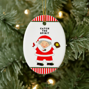 Softball Holiday Gift Ceramic Tree Decoration