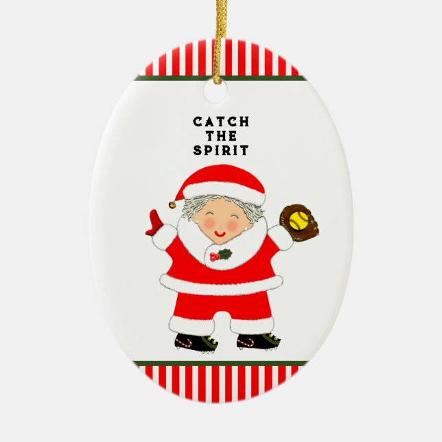 Softball Holiday Gift Ceramic Tree Decoration (Front)