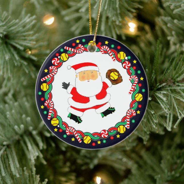 Softball Holiday Gift Ceramic Tree Decoration (Tree)