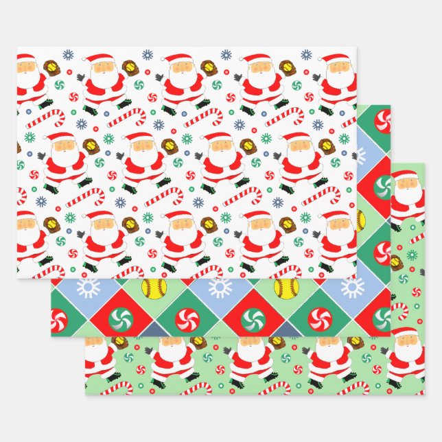 Softball Holiday Gift Wrapping Paper (Set)