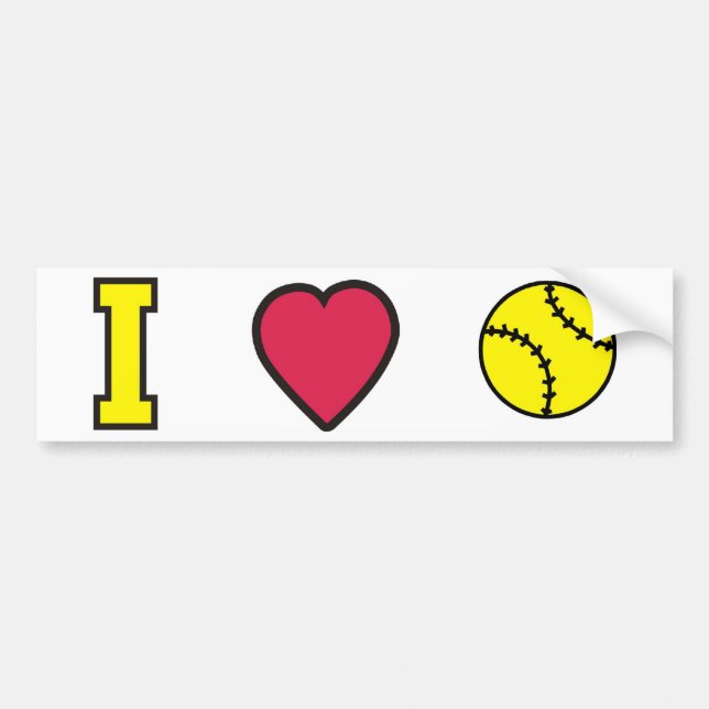 Softball I Heart Bumper Sticker (Front)