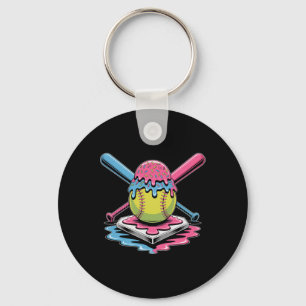 Softball Ice Cream Drip - Cute Softball Player  Key Ring