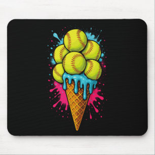 Softball Ice Cream Funny Ice Cream Softball Drip W Mouse Pad