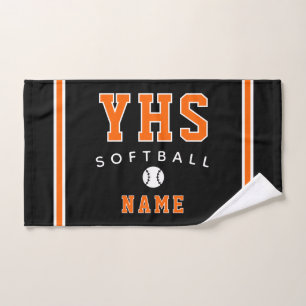 Softball Icon, Custom Name & School, Team Gift Han Hand Towel