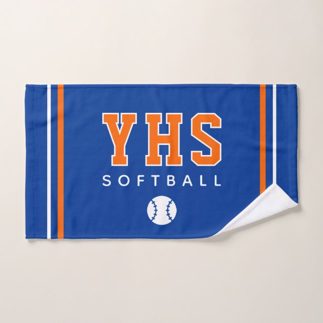 Softball Icon, Custom School Initials, Team Gift Hand Towel (Hand Towel)