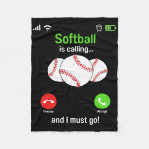 Softball Is Calling - Softball Player Coaches Team Fleece Blanket