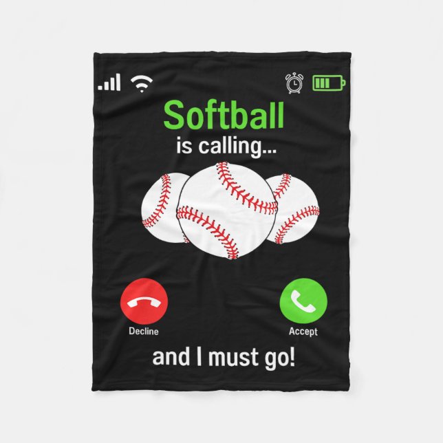 Softball Is Calling - Softball Player Coaches Team Fleece Blanket (Front)