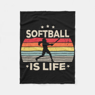 Softball Is Life Girls Women Kids Toddler Softball Fleece Blanket