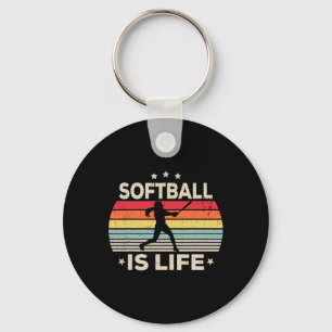Softball Is Life Girls Women Kids Toddler Softball Key Ring