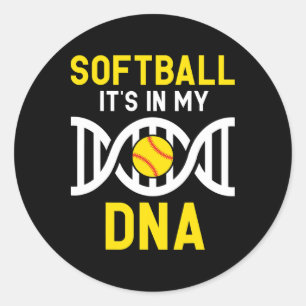 Softball Is My Dna Funny Softball Baller Catcher Classic Round Sticker