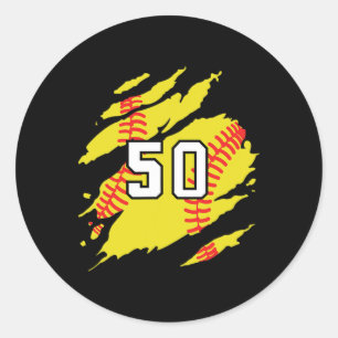 Softball Jersey Number #50 Sports Player Fan Jerse Classic Round Sticker