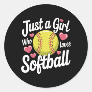 Softball Just A Girl Who Loves Softball Classic Round Sticker