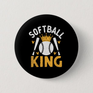 Softball King Catcher Pitcher Softballer 6 Cm Round Badge