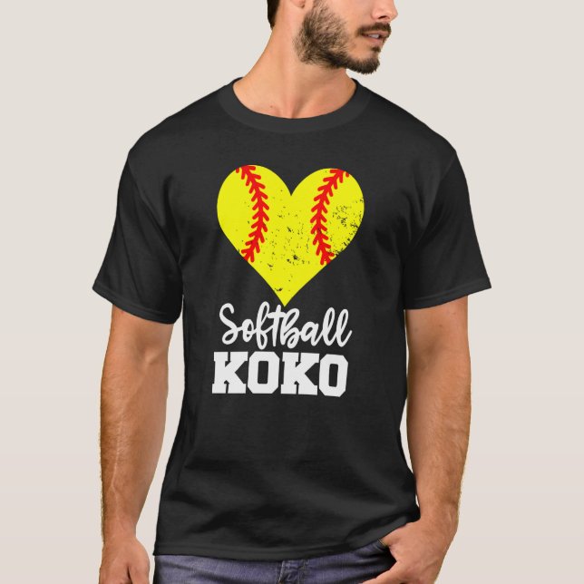 Softball Koko Softball Heart Grandma Koko T-Shirt (Front)