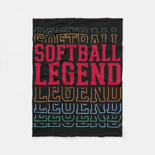 Softball Legend Funny Layered Text Team Player Coa Fleece Blanket