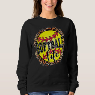 Softball Life For Women Leopard Mum Mother's Day 2 Sweatshirt