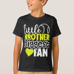 Softball Little Brother Biggest Fan Gift Teen Boys T-Shirt