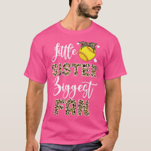 Softball Little Sister Biggest Fan Softball Sister T-Shirt
