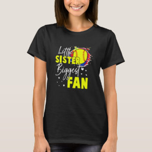 Softball Little Sister Biggest Fan Tie Dye Softbal T-Shirt