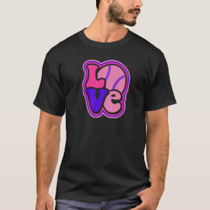 Softball Love for Teen Girls & Women Purple & Pink T-Shirt