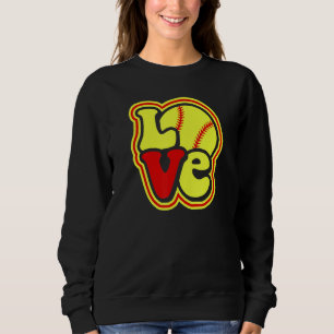 Softball Love for Teen Girls & Women Red & Yellow  Sweatshirt