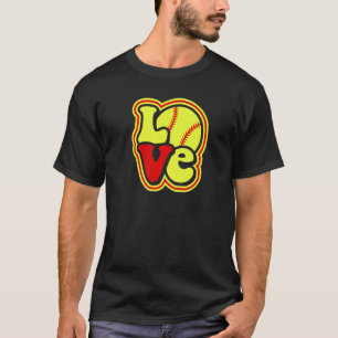 Softball Love for Teen Girls & Women Red & Yellow T-Shirt