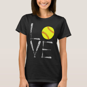 Softball Love Girls Forever Best Birthday Bat Tex T-Shirt
