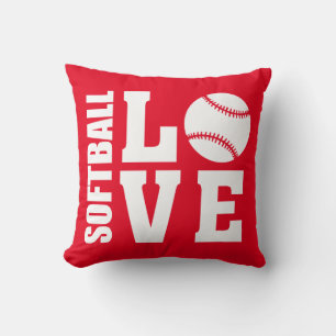 Softball Love Red Cushion
