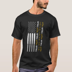 Softball Love Usa Flag Heart Beat Sport T-Shirt