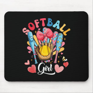 Softball Lover Girl Colorful Bowling Equipment Pla Mouse Pad