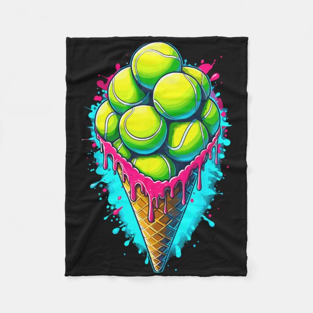 Softball Lover Ice Cream Dripping Softball  Fleece Blanket (Front)
