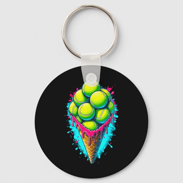 Softball Lover Ice Cream Dripping Softball  Key Ring (Front)