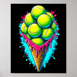 Softball Lover Ice Cream Dripping Softball Poster