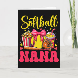 Softball Lover Nana Mother's Day Bow Tie Cute Fan Card