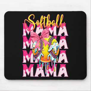 Softball Mama Coquette Bow Ice Cream Drip With Spr Mouse Pad