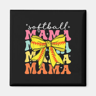 Softball Mama Coquette Bow Softball Mom Mothers Da Magnet
