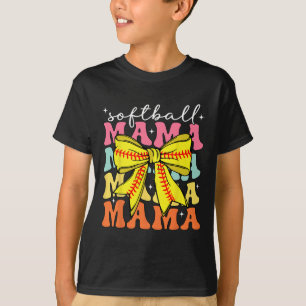 Softball Mama Coquette Bow Softball Mom Mothers Da T-Shirt