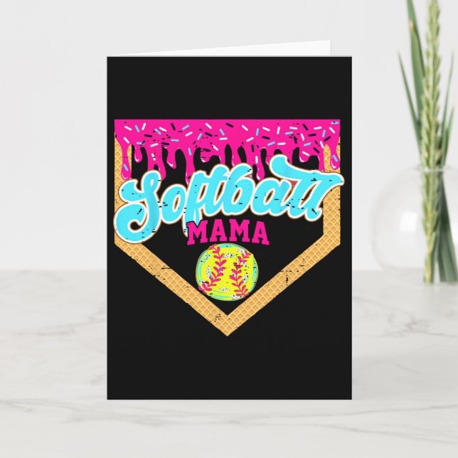 Softball Mama Drip Funny Game Day Softball Ice Cre Card (Front)