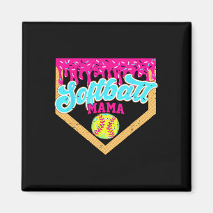 Softball Mama Drip Funny Game Day Softball Ice Cre Magnet