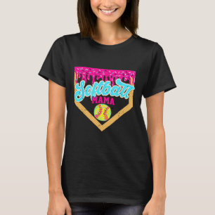 Softball Mama Drip Funny Game Day Softball Ice Cre T-Shirt