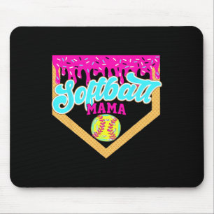 Softball Mama Drip Ice Cream Dripping Game Day Sof Mouse Pad