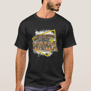Softball Mama Leopard Bleached Family Matching T-Shirt