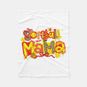 Softball Mama Leopard Coquette Bow for Mum Mother Fleece Blanket