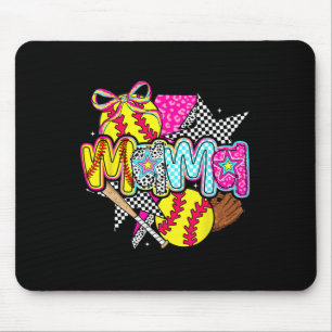 Softball Mama Mom Softball Game Day Vibes Mother's Mouse Pad