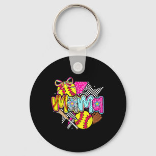 Softball Mama Mum Softball Game Day Vibes Mother's Key Ring