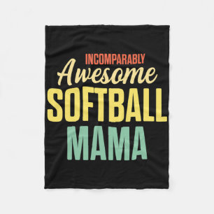 Softball Mama Proud Mom Team Player  Fleece Blanket
