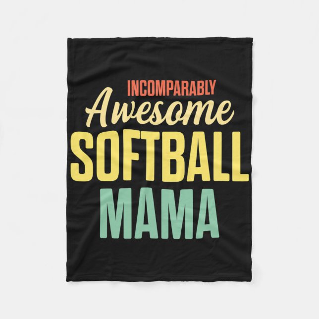 Softball Mama Proud Mom Team Player  Fleece Blanket (Front)