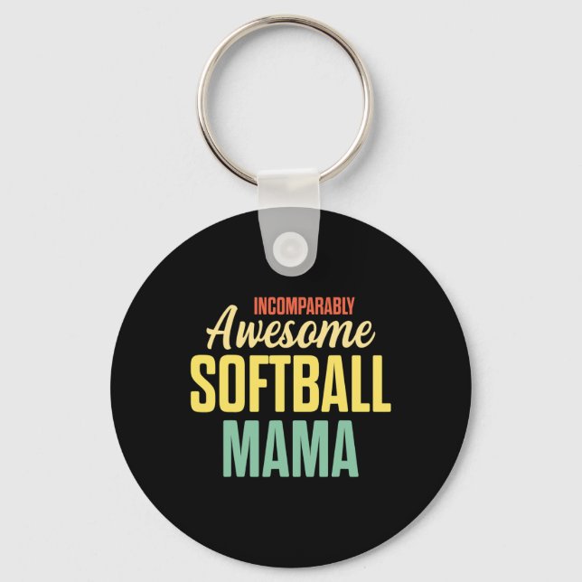 Softball Mama Proud Mom Team Player  Key Ring (Front)
