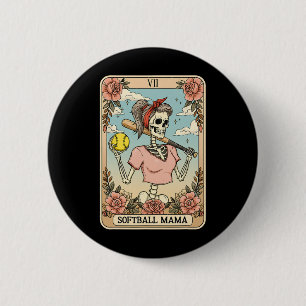 Softball Mama Tarot Card Skeleton Halloween Retro 6 Cm Round Badge